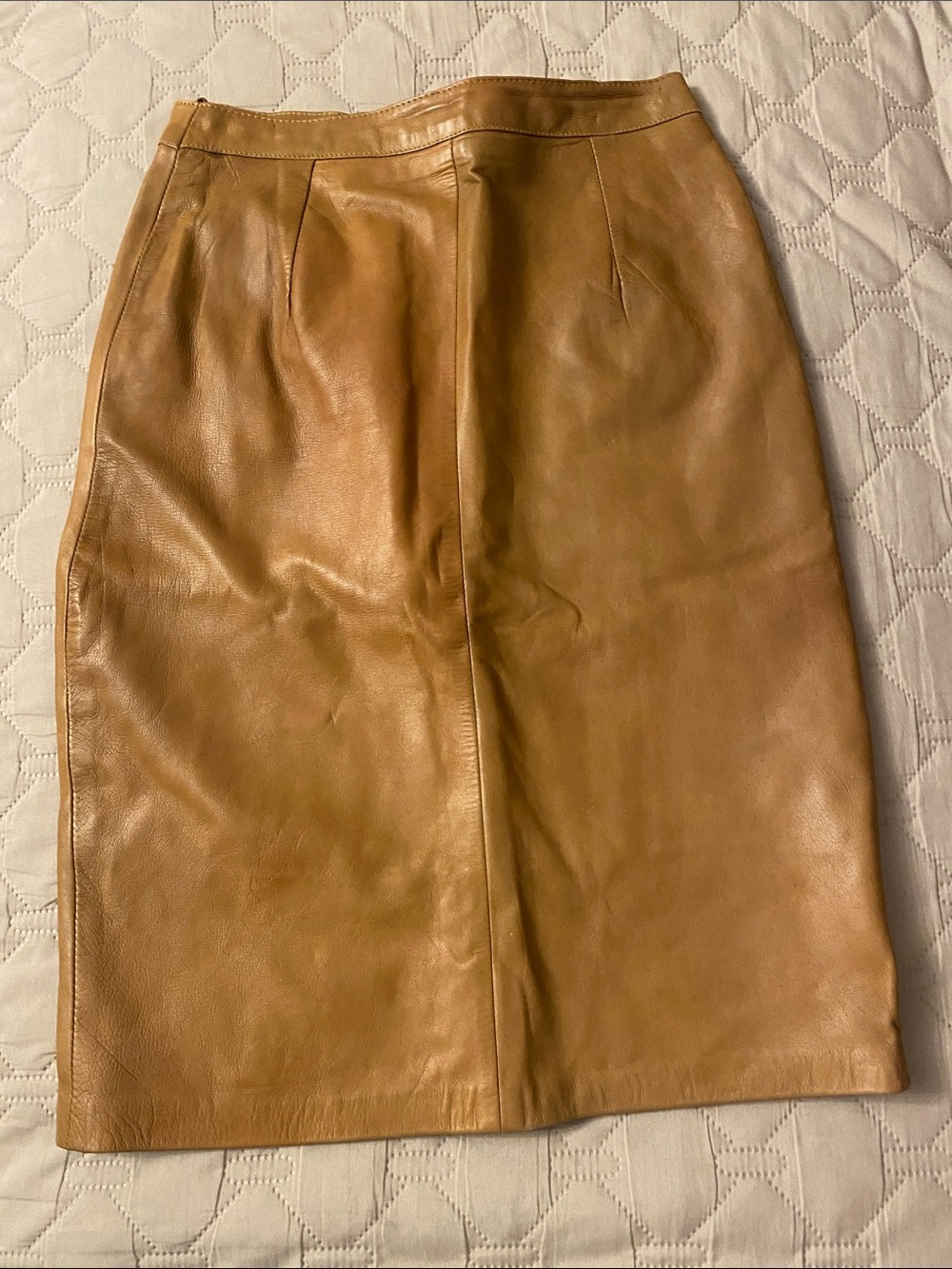 VIntage Bonjour  Tan Leather Pencil Skirt Size 24